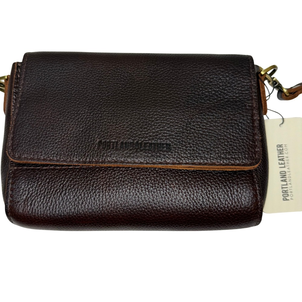 Portland Leather Goods Metro Mini Crossbody Bag Coldbrew Brown Leather NWT